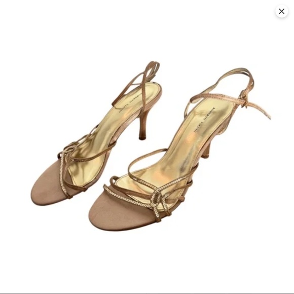 🍓3 for $45 - Nude & Gold Low/Mid Heel With Delicate Sequin Straps (9) - Picture 2 of 4